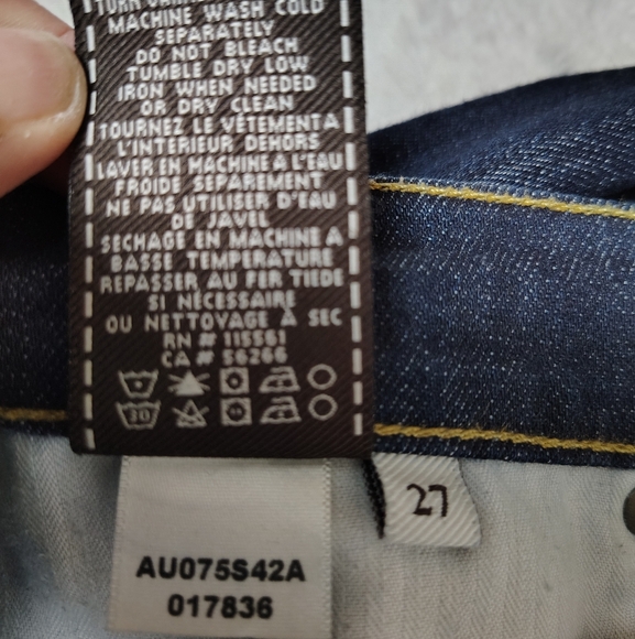 7 For All Mankind Boot Cut Dark Wash Jeans Women's 27 Fading Whiskering Low Rise - Picture 8 of 10